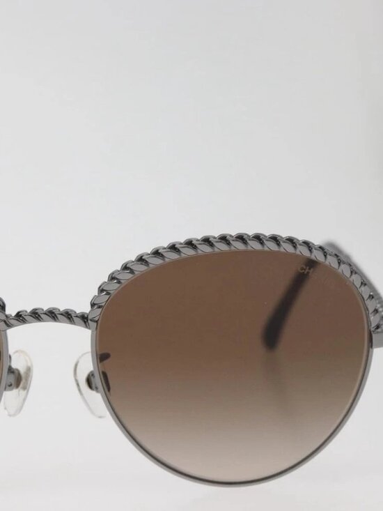 CHANEL Sunglasses metal Silver CC Auth 176091A main image 14